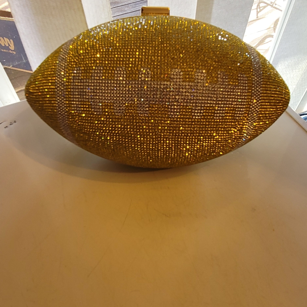 Gianni Bini Gold Rhinestone Football Clutch
